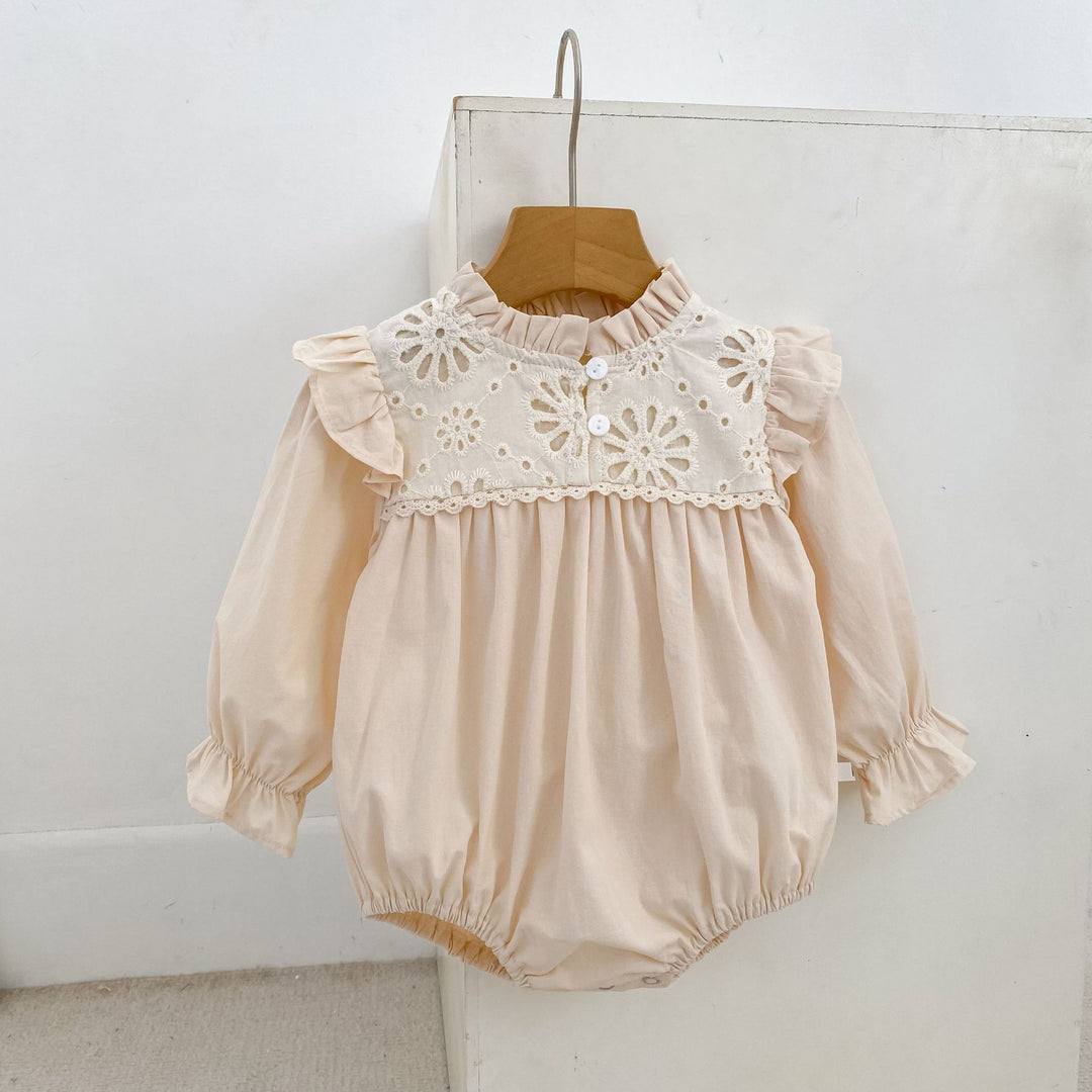 【73-100】フリルデザイン花柄ロンパース