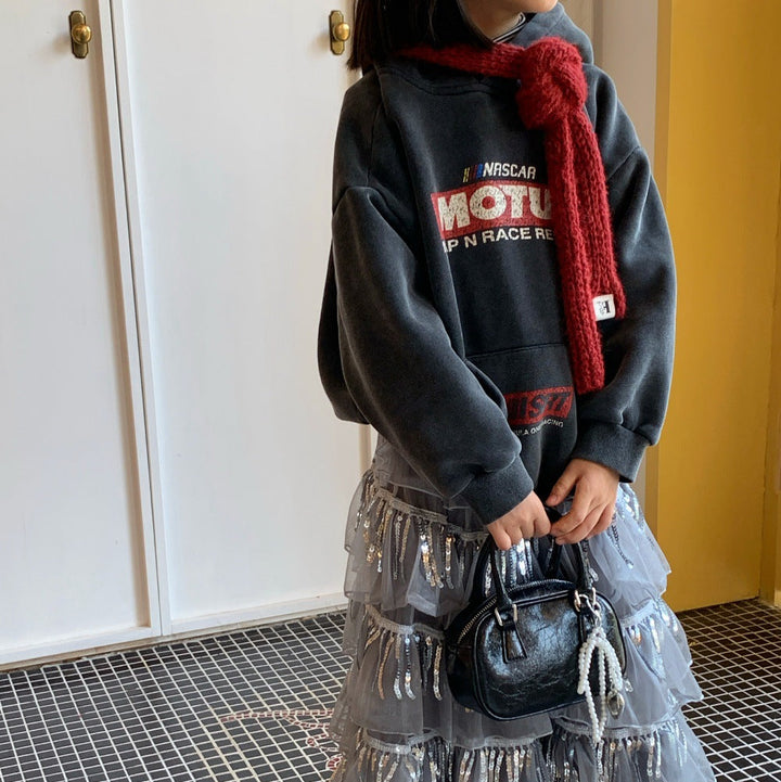 【100-150】フード付きロゴデザインプルオーバー