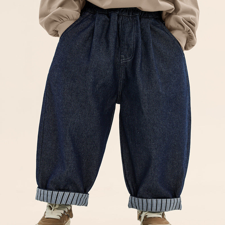 【90-140】ストライプデザインロングパンツ