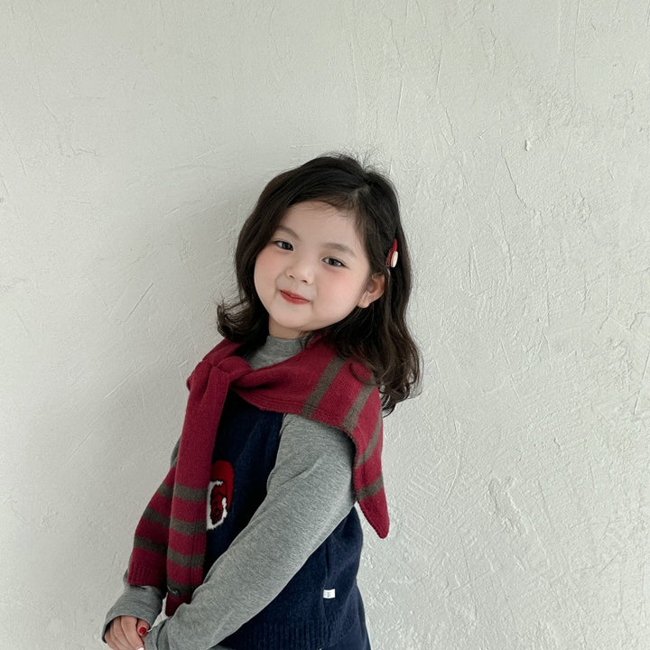 【2Y-10Y】ボーダー柄ニットショール