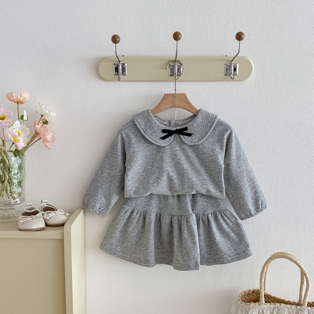 【73-110】ワンポイントリボントップス×スカートセット