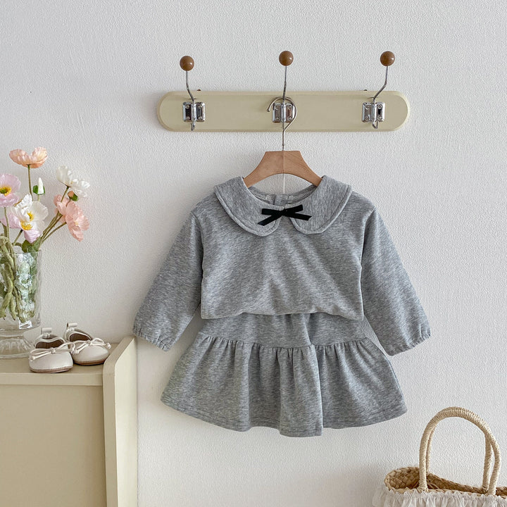 【73-110】ワンポイントリボントップス×スカートセット