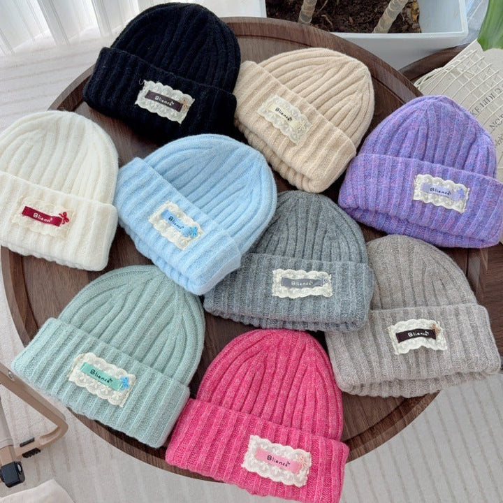 【48-52cm】レースワンポイントニット帽