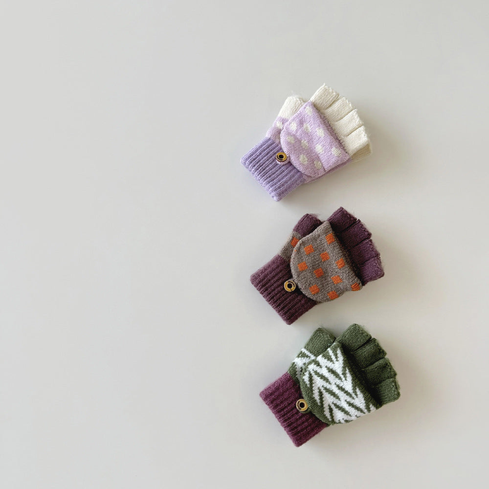 【3Y-8Y】パターンプリント指出しニットグローブ