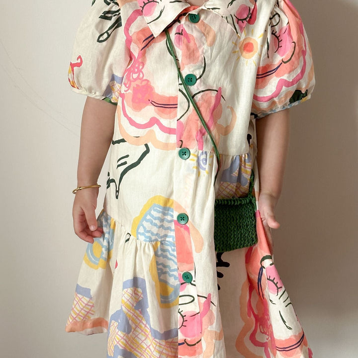 【80-150】カラフルキュートデザインワンピース