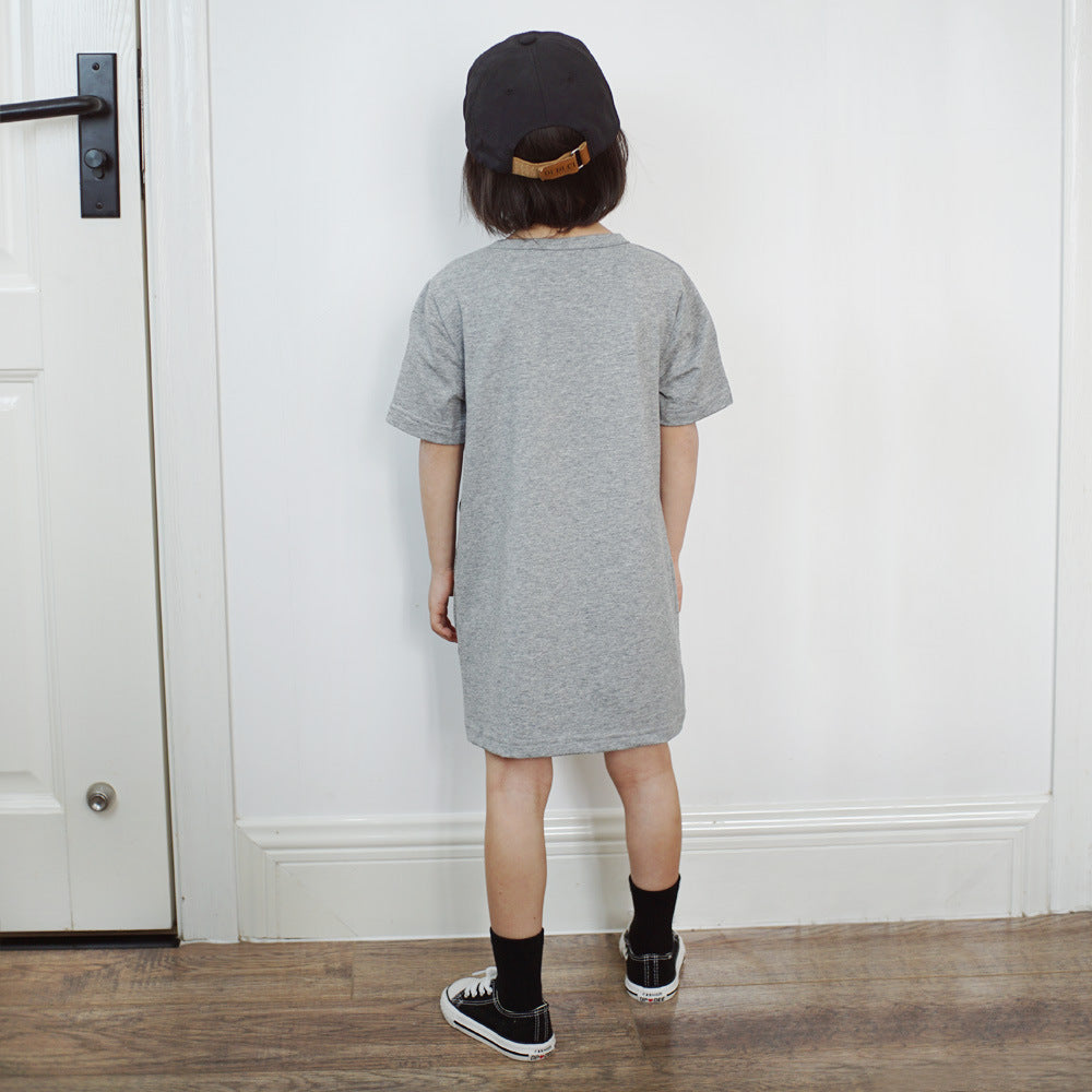 【90-150】ドット柄ビッグリボンTシャツワンピース