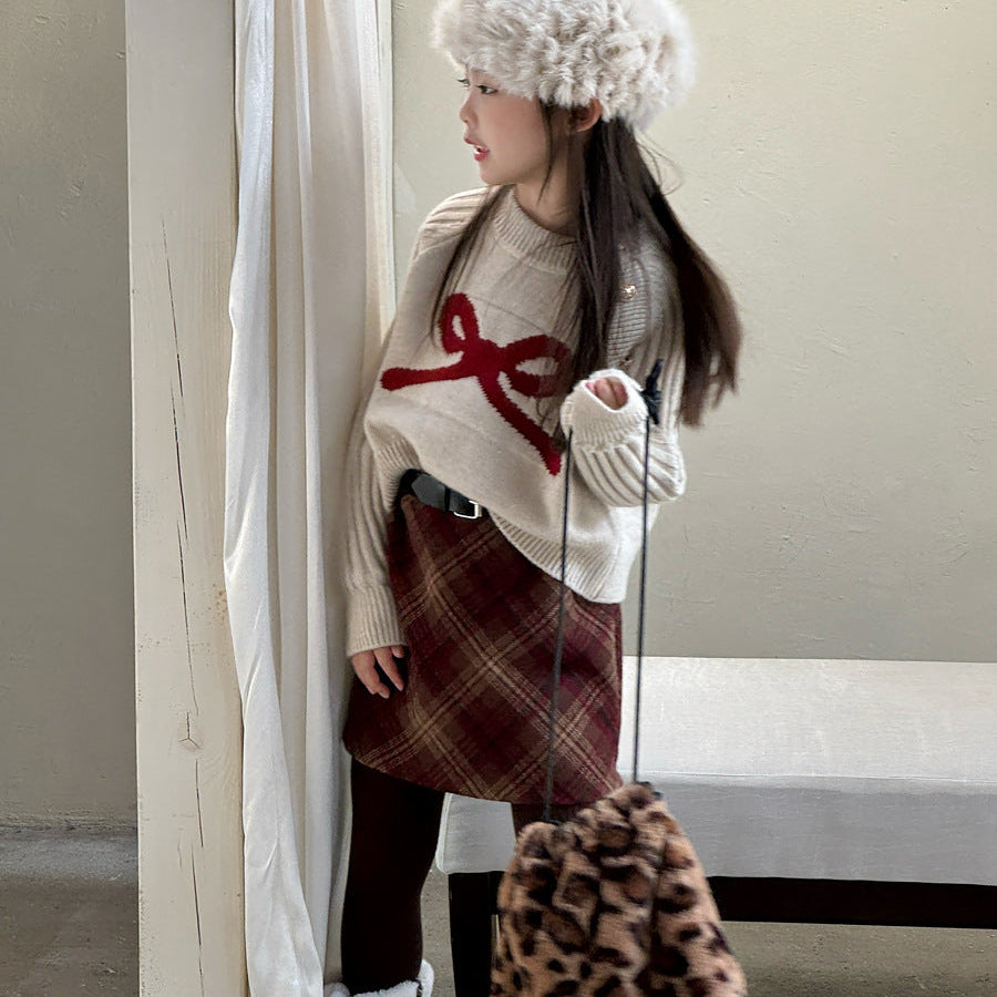 【90-150】ショルダーボタンニットトップス