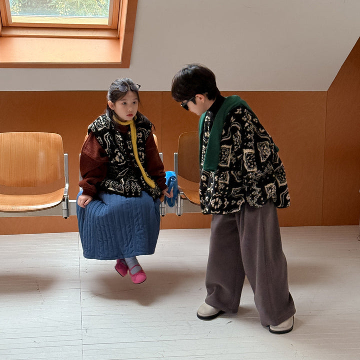 【90-150】パターンプリントあったかベスト