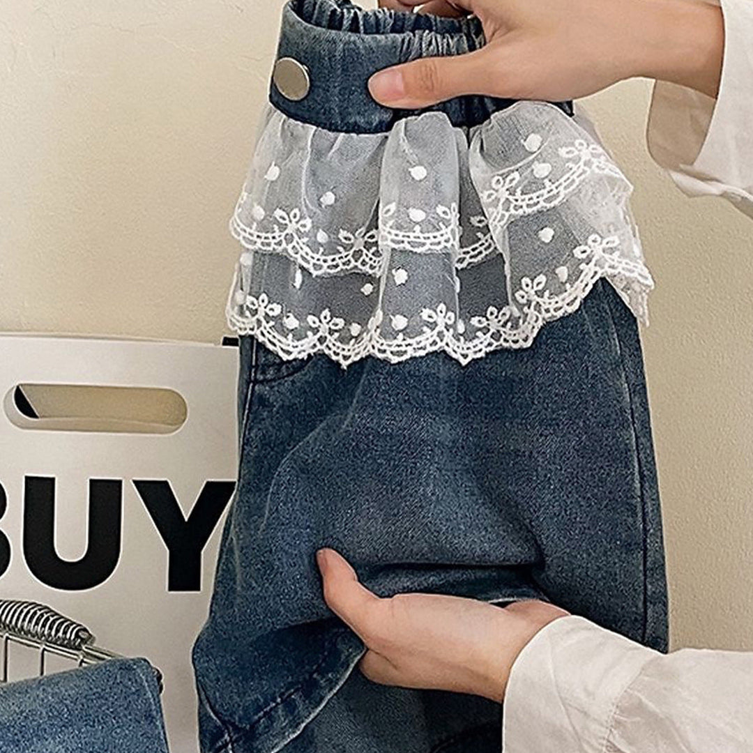 【80-120】ウエストレースデニムショートパンツ
