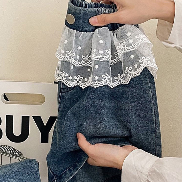 【80-120】ウエストレースデニムショートパンツ