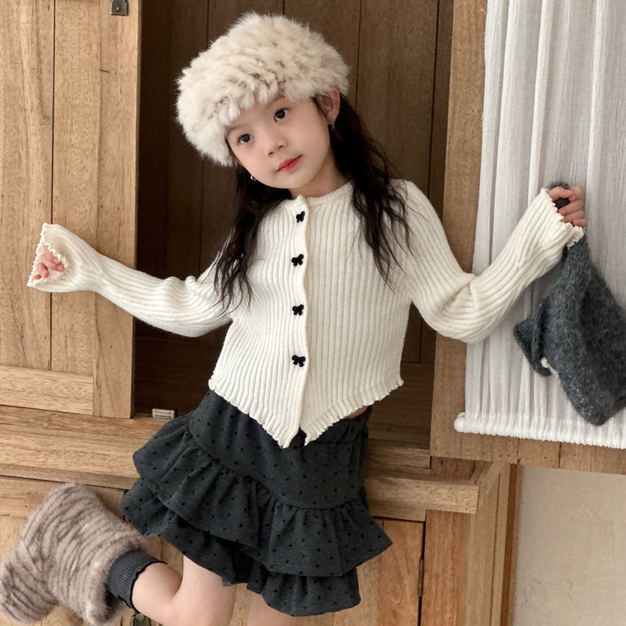 【90-150】ヘムデザインリブカーディガン