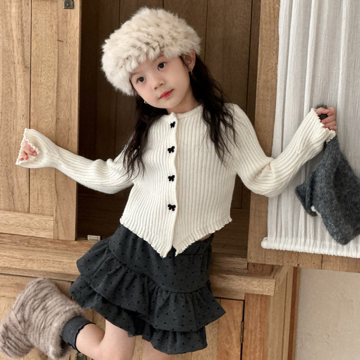 【90-150】ヘムデザインリブカーディガン