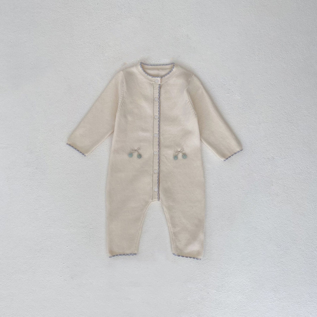 【73-90】リボンモチーフ長袖ロンパース