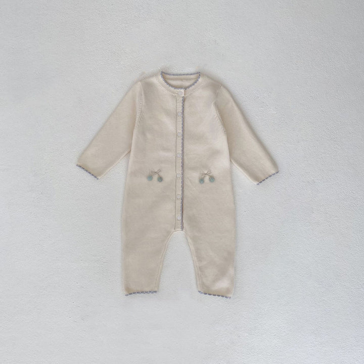 【73-90】リボンモチーフ長袖ロンパース