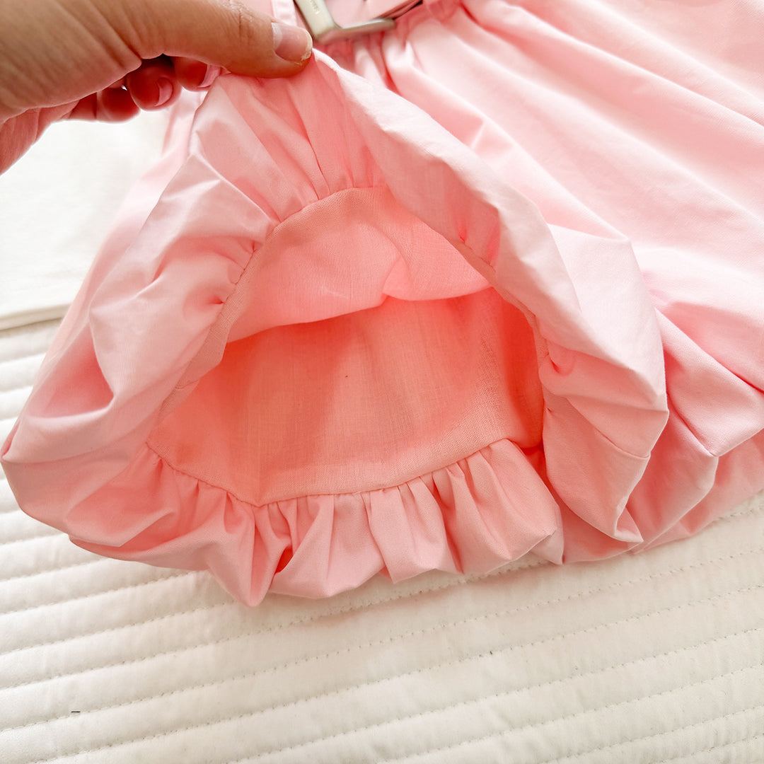 【90-140】フロントリボンTシャツ×ショートパンツセット