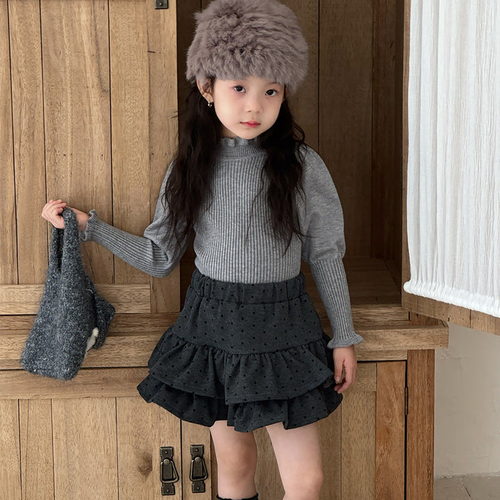 【90-150】パフスリーブハイネックセーター