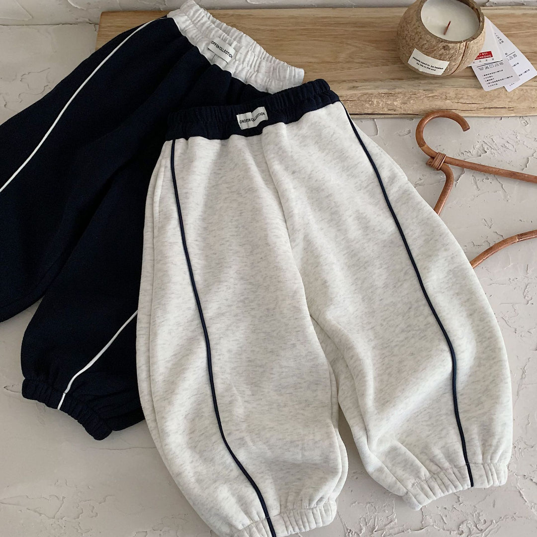 【90-140】ラインデザインあったかロングパンツ