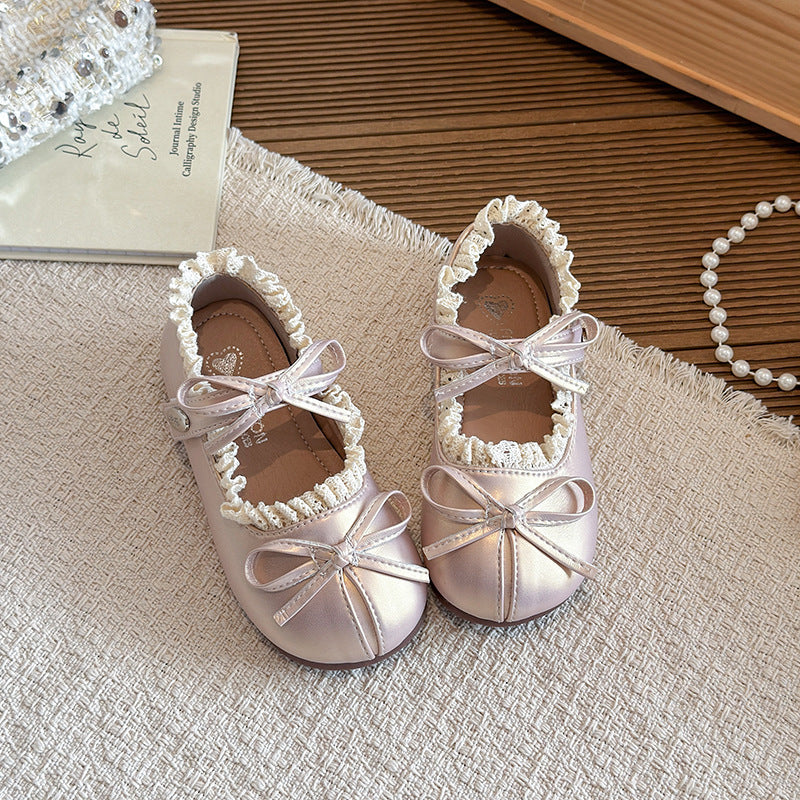 【14.5-21.5】リボン＆フリルデザインバレエシューズ