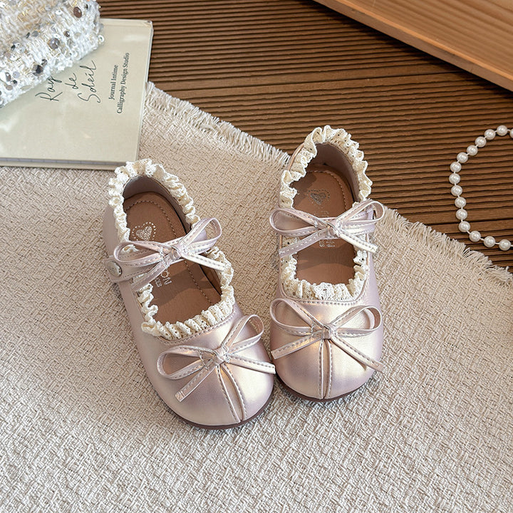 【14.5-21.5】リボン＆フリルデザインバレエシューズ