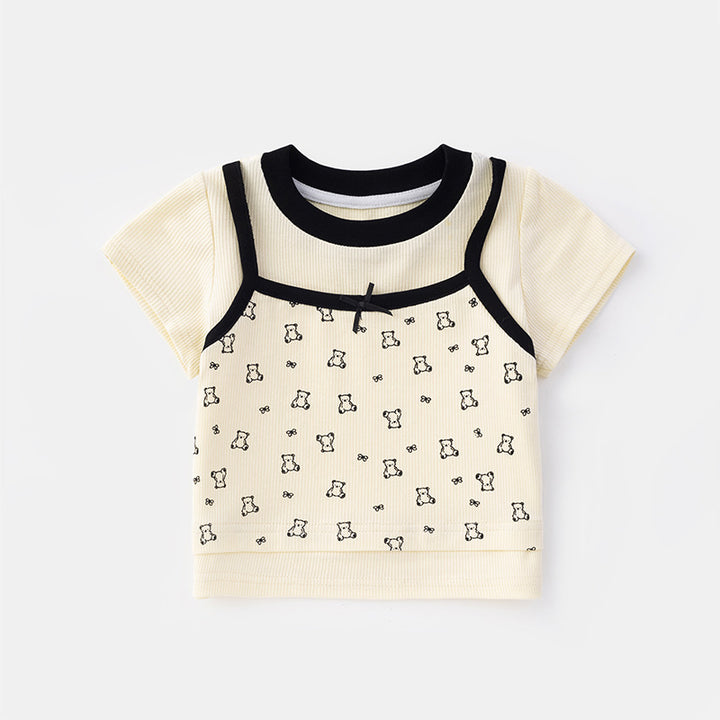 【73-110】レイヤード風半袖Tシャツ