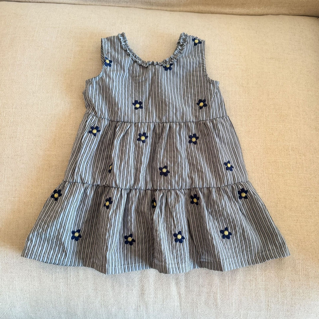 【80-150】花柄刺繍デザインノースリワンピース