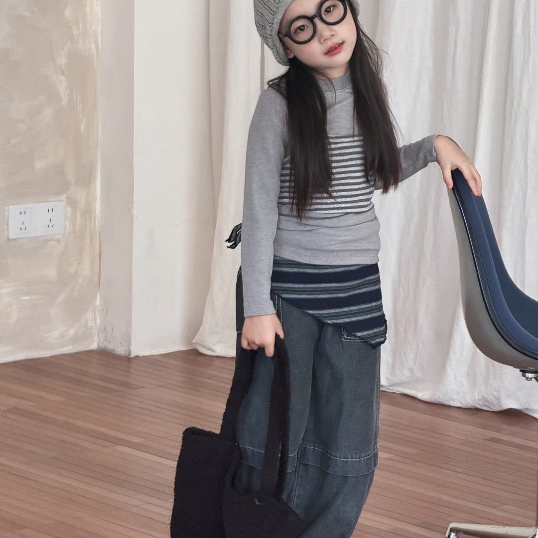 【90-150】カットオフストレートデニムパンツ
