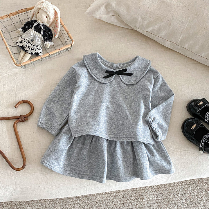 【73-110】ワンポイントリボントップス×スカートセット