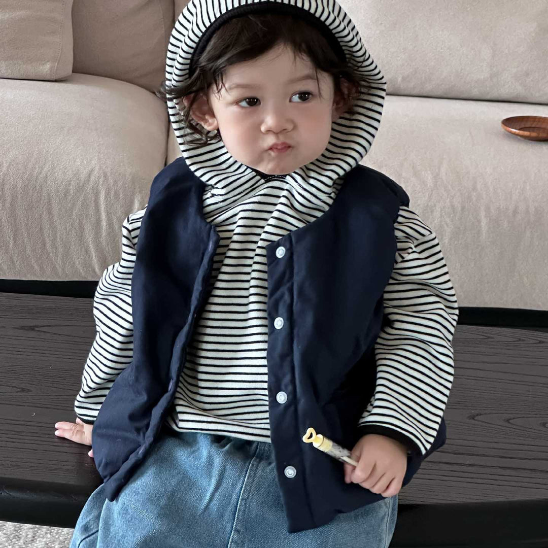 【73-110】ボーダー柄フーディートップス