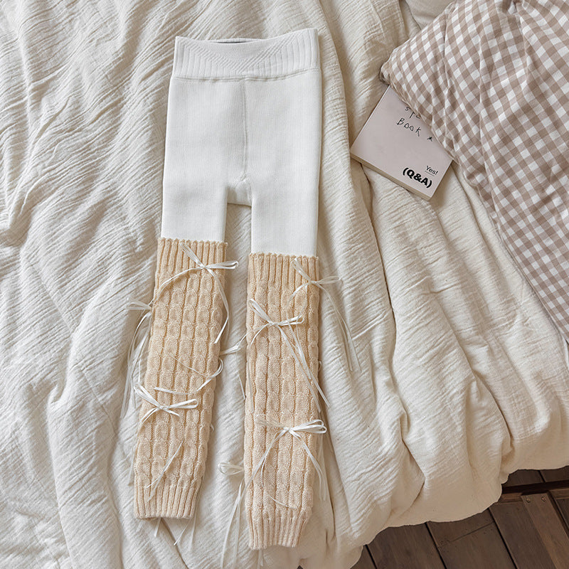 【90-150】リボンレッグウォーマーレギンス