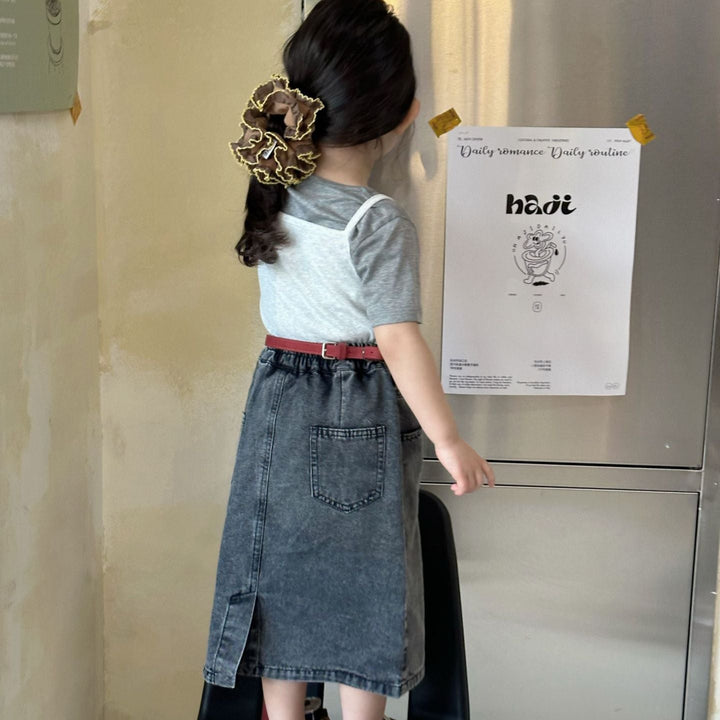 【90-140】ワンポイントロゴキャミソール×Tシャツセット