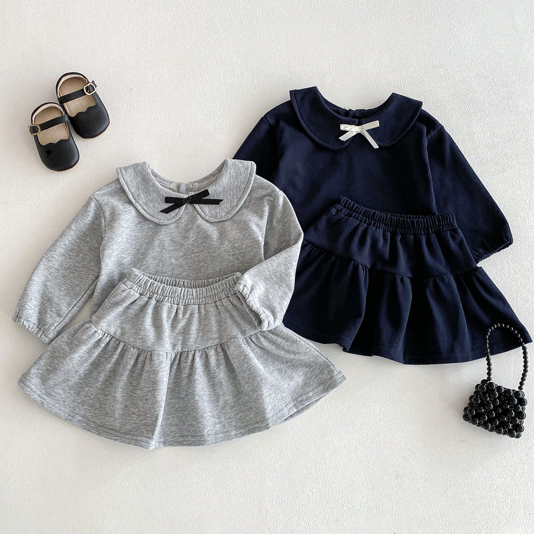 【73-110】ワンポイントリボントップス×スカートセット