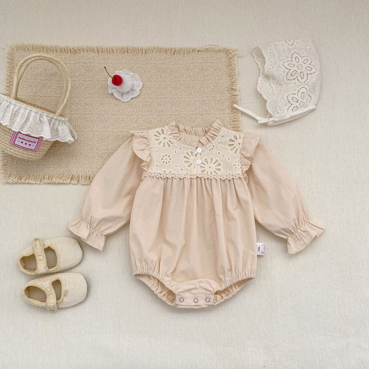 【73-100】フリルデザイン花柄ロンパース