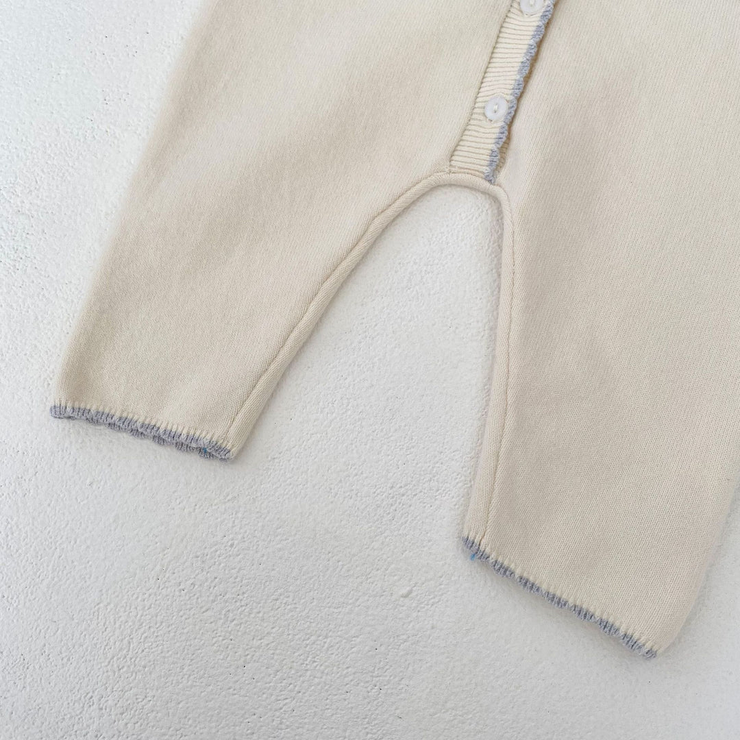 【73-90】リボンモチーフ長袖ロンパース