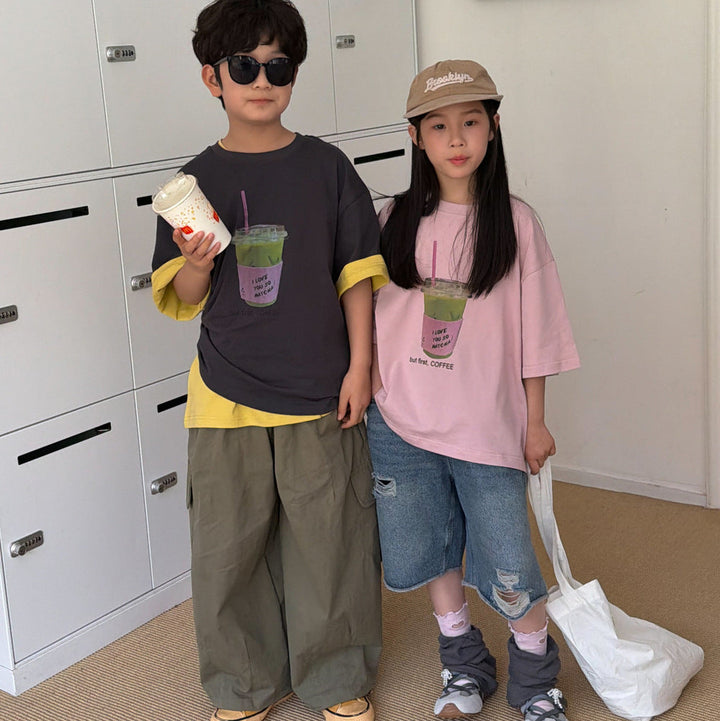 【100-150】抹茶ドリンクデザインTシャツ