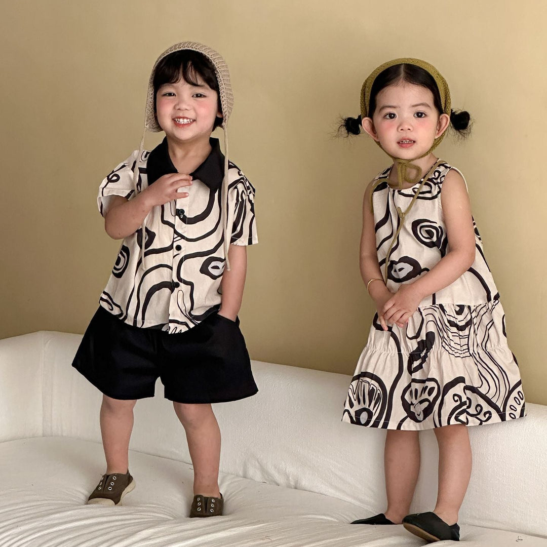 【80-150】総柄ノースリーブワンピース