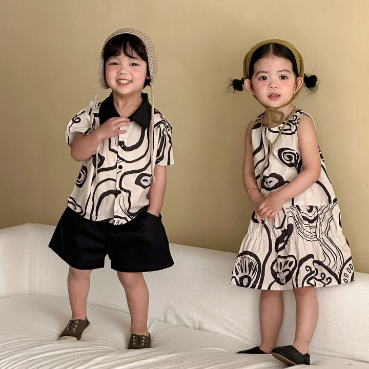 【80-150】総柄ノースリーブワンピース