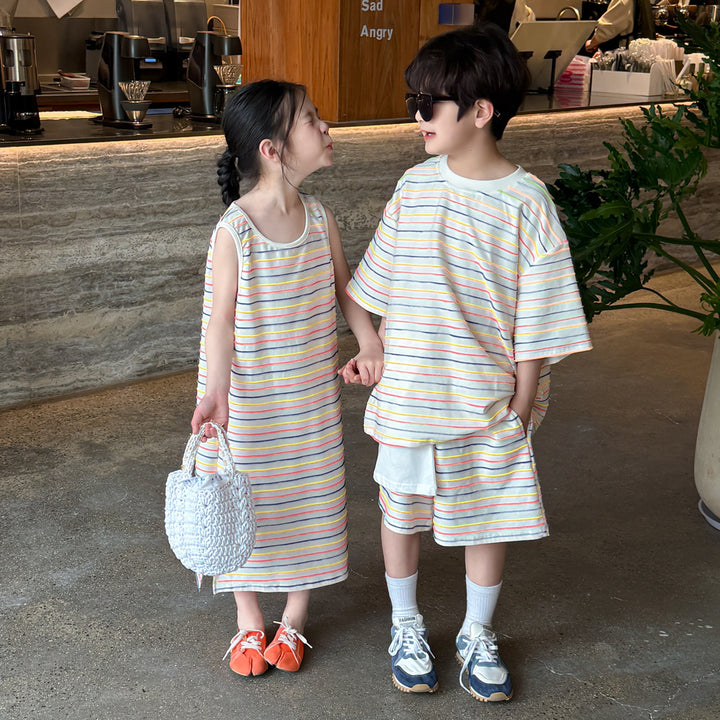 【90-150】マルチボーダーノースリワンピース