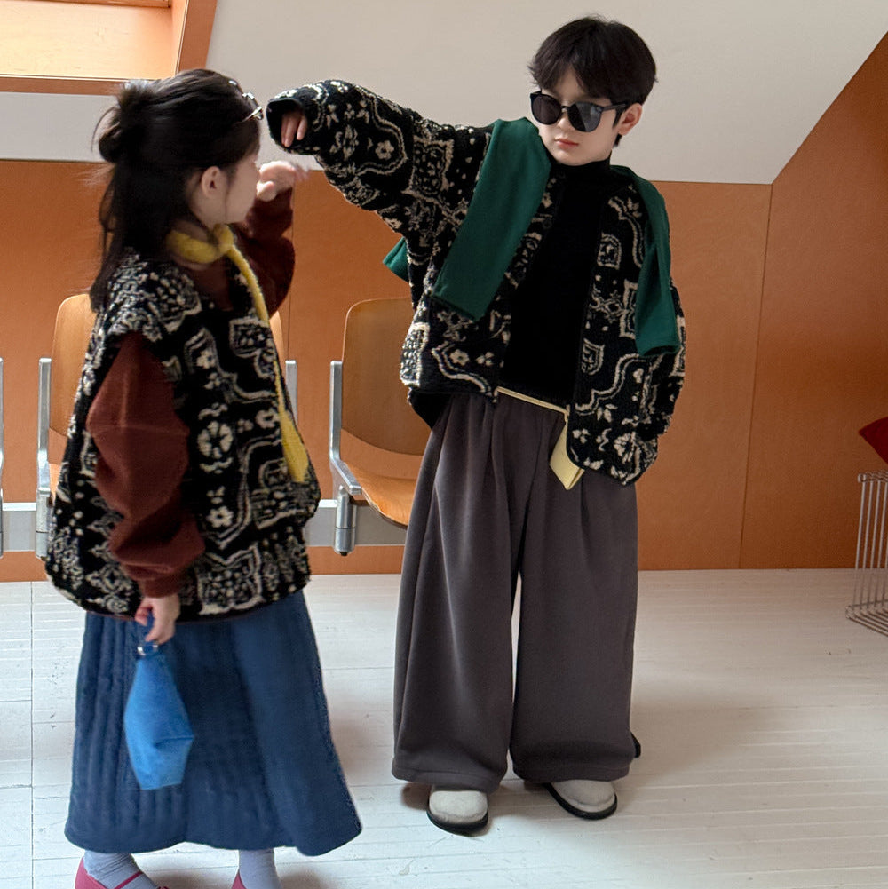 【90-150】パターンプリントあったかベスト