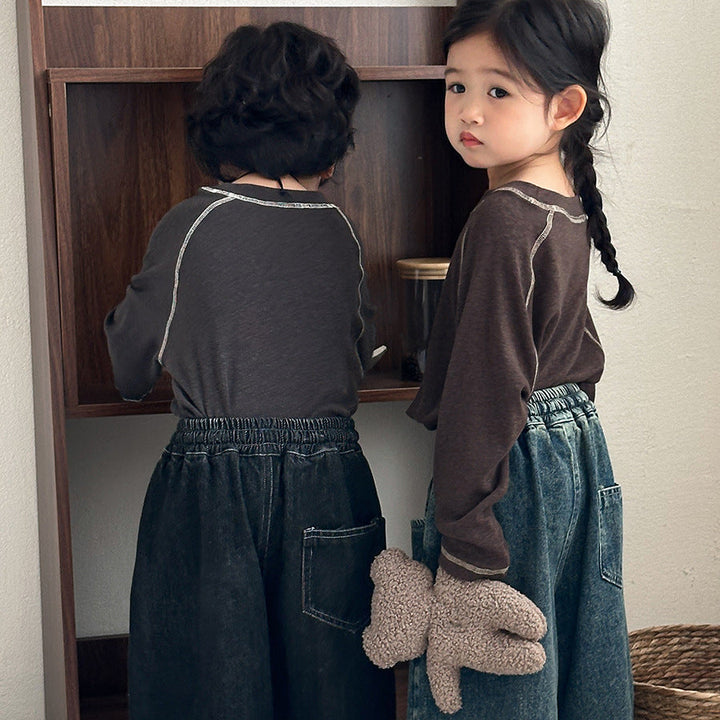 【80-140】ラインデザイン長袖カットソー