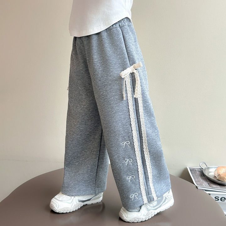 【100-140】リボンデザインスウェットパンツ