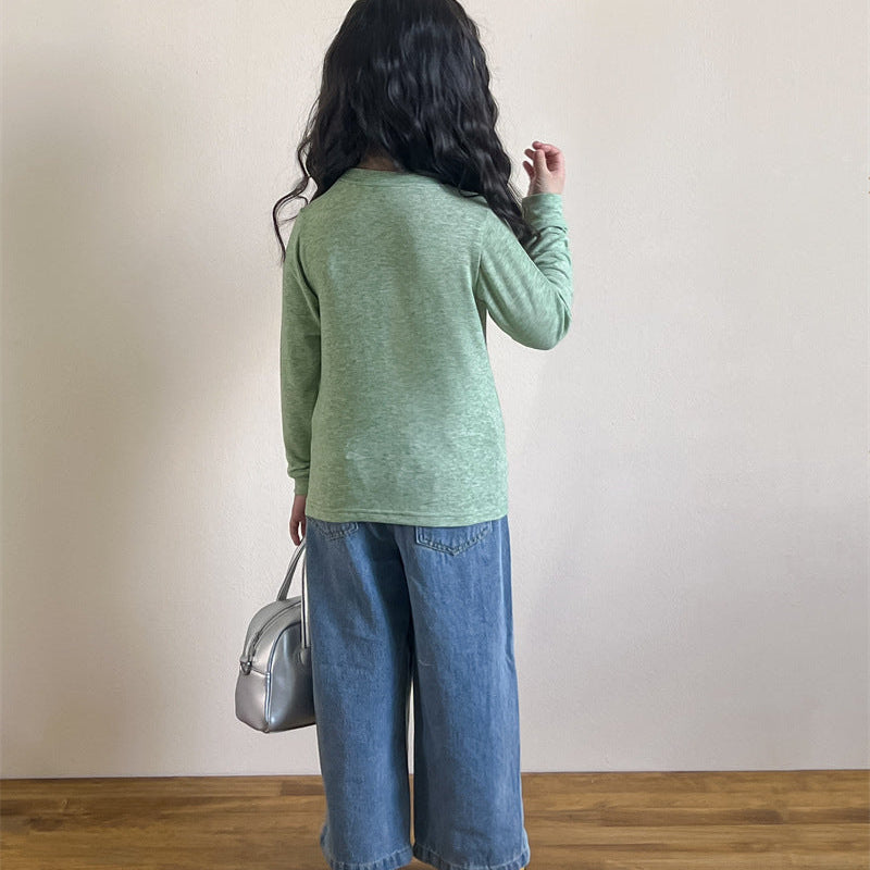 【90-140】ストレートデニムパンツ