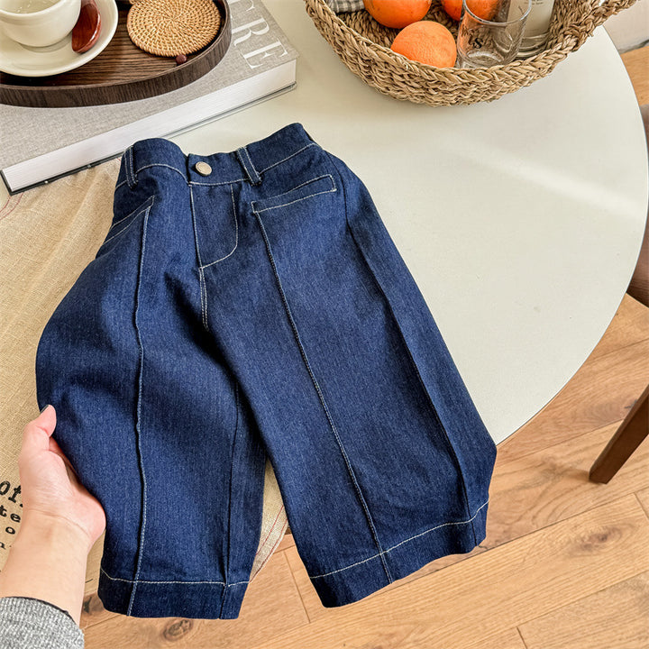 【80-130】センタープレスデニムパンツ