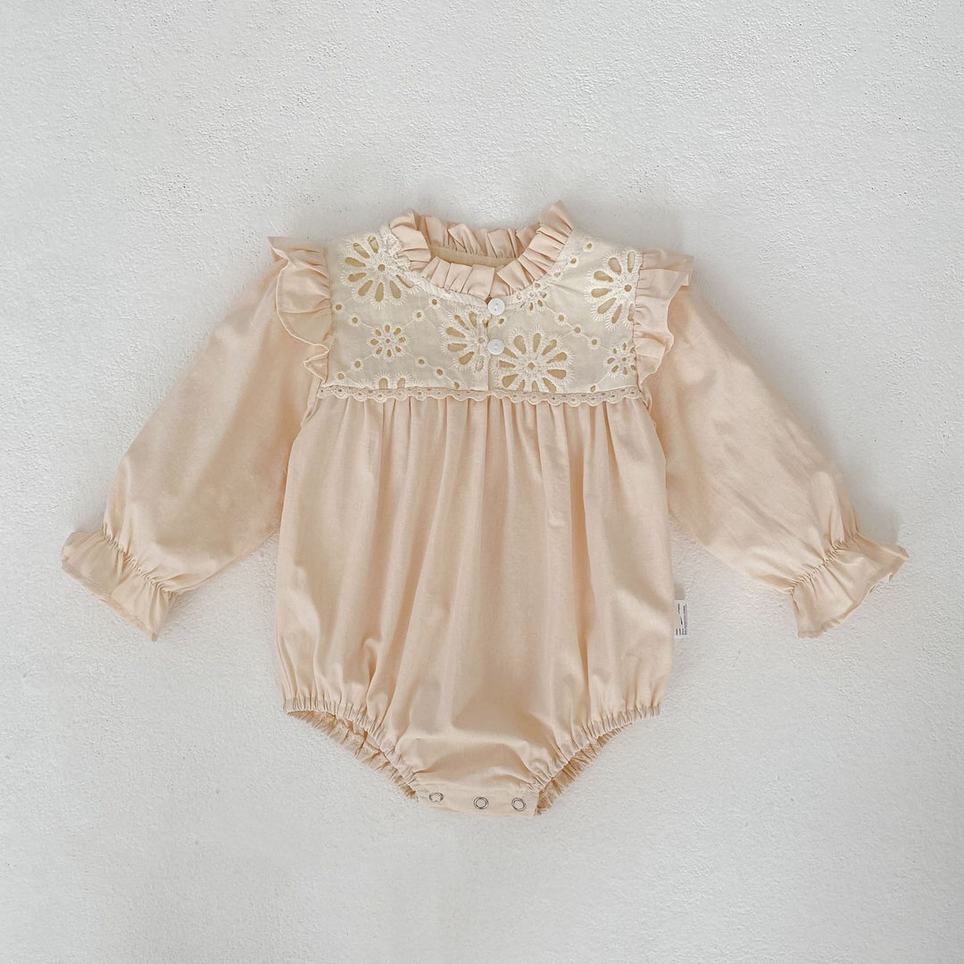 【73-100】フリルデザイン花柄ロンパース