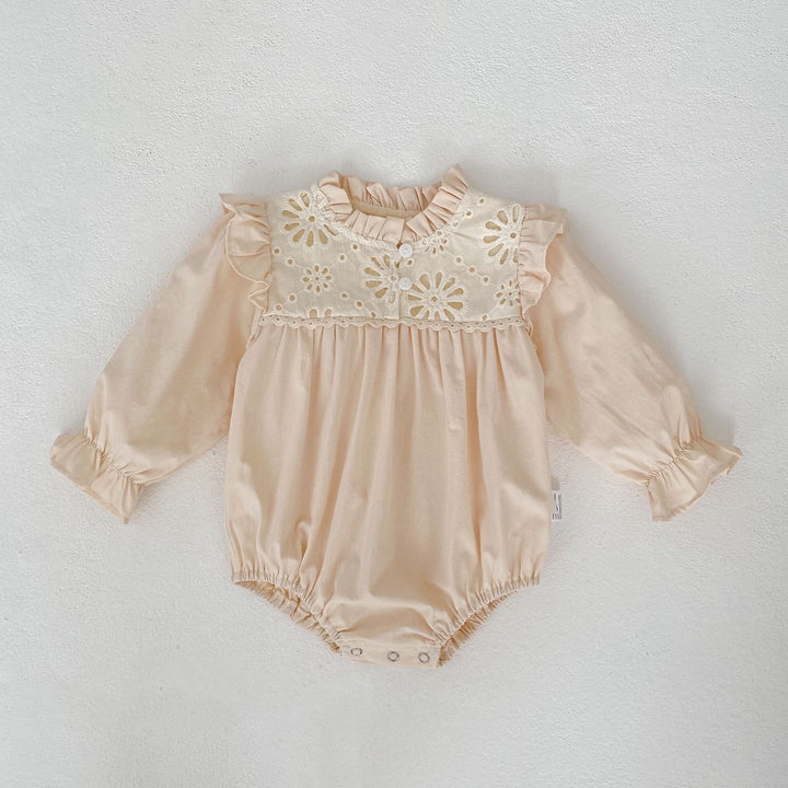 【73-100】フリルデザイン花柄ロンパース