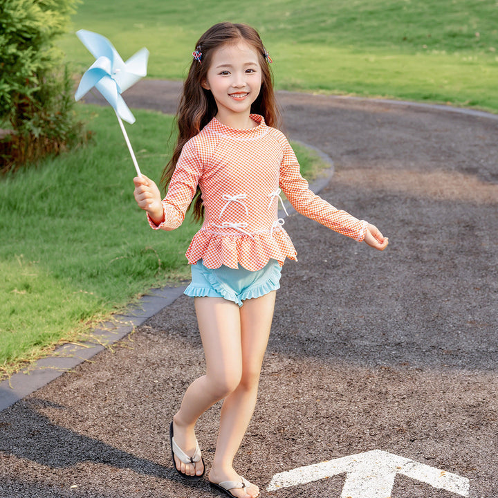 【90-140】フリル＆リボンデザインセパレートスイムウェア