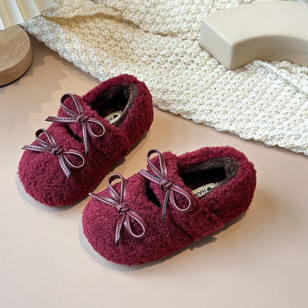 【13.5-21.0】リボンモチーフボアシューズ