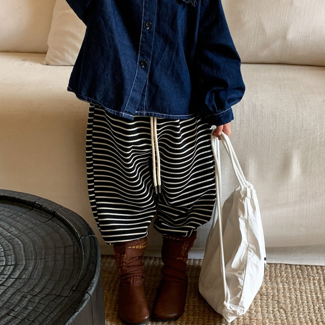 【baby＆kids】ボーダーワイドパンツ