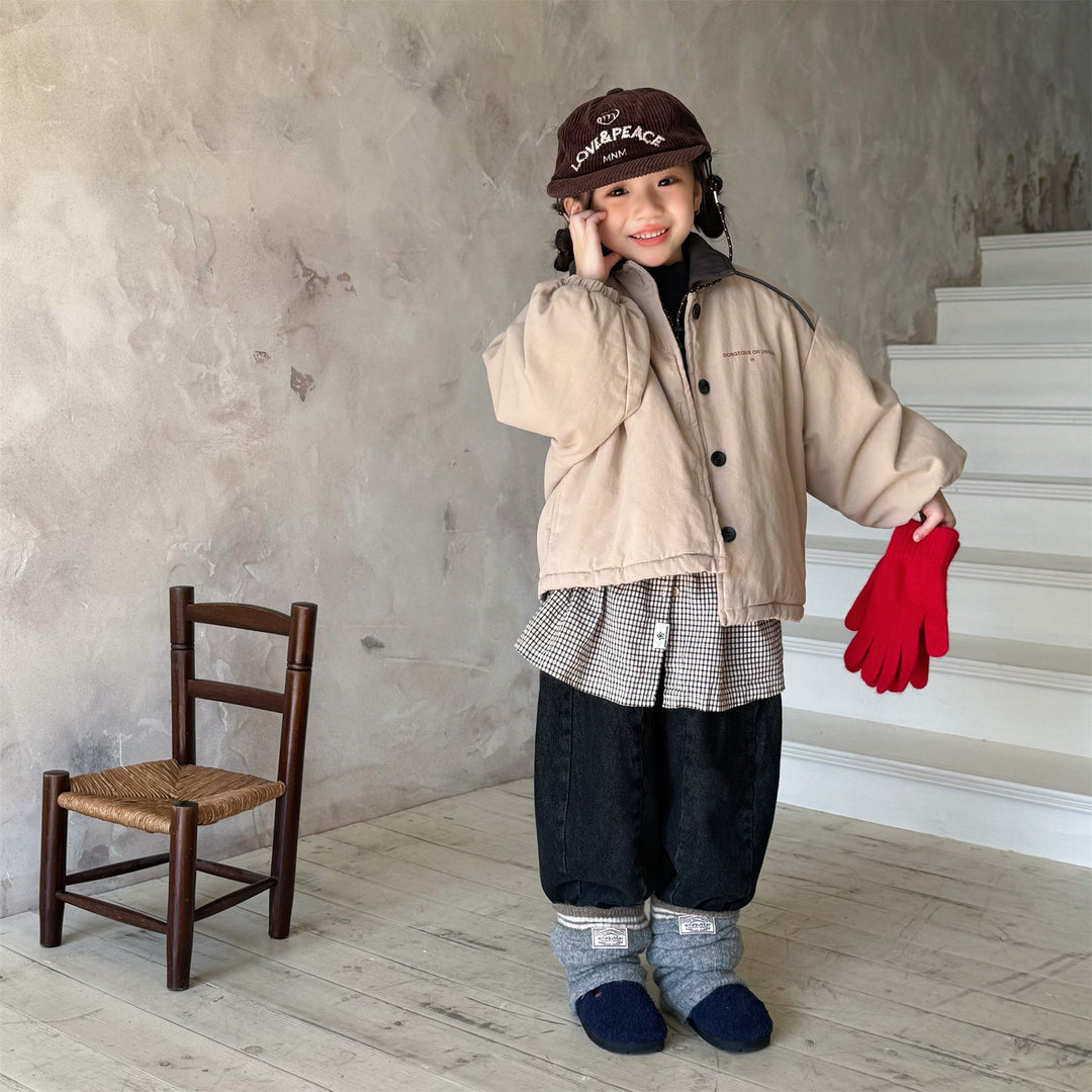 【80-130】バイカラー中綿ジャケット