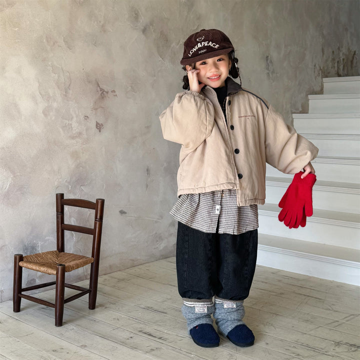 【80-130】バイカラー中綿ジャケット