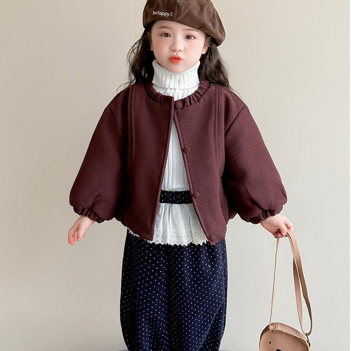 【90-140】ノーカラーギャザーブルゾン